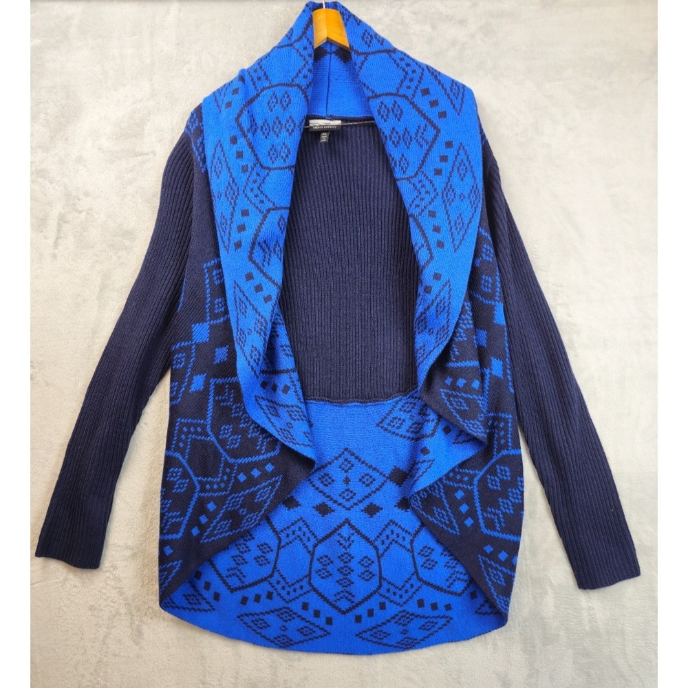 Allison Britney Cardigan Sweater Womens XL Open Front Aztec Geometric Blue Shawl